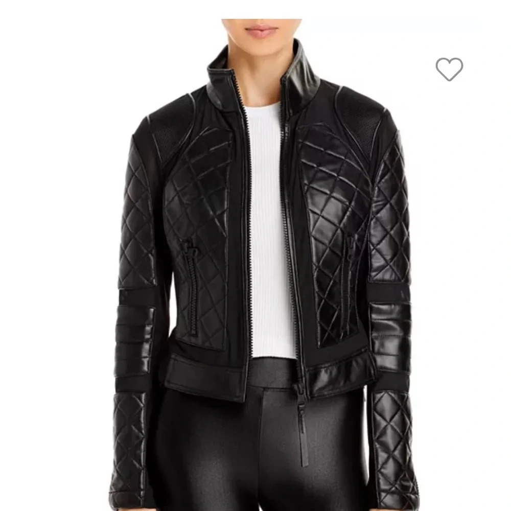 BLANC NOIR Leather and Mesh Moto Jacket NWOT size small - Picture 2 of 16